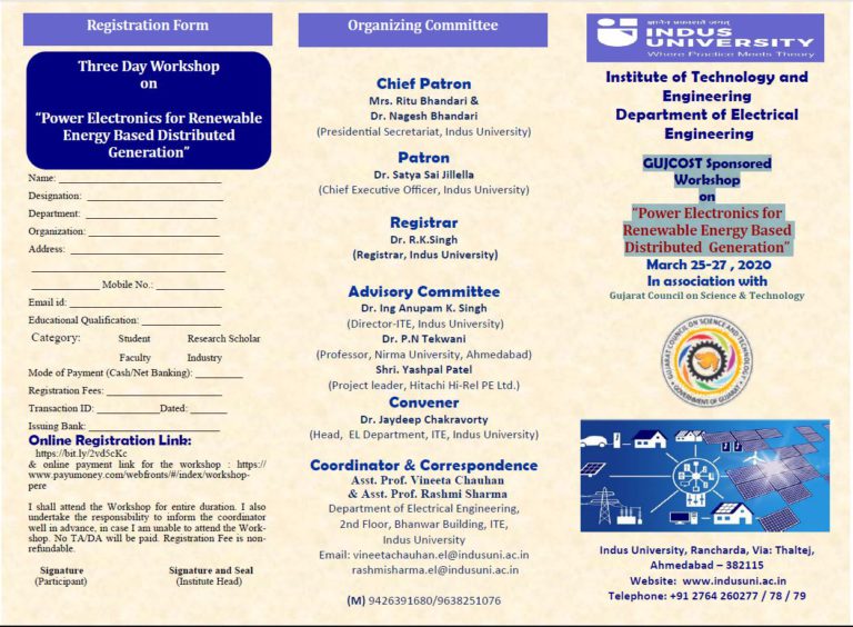 001 - Workshop Dept of Electrical Engg - March 2020