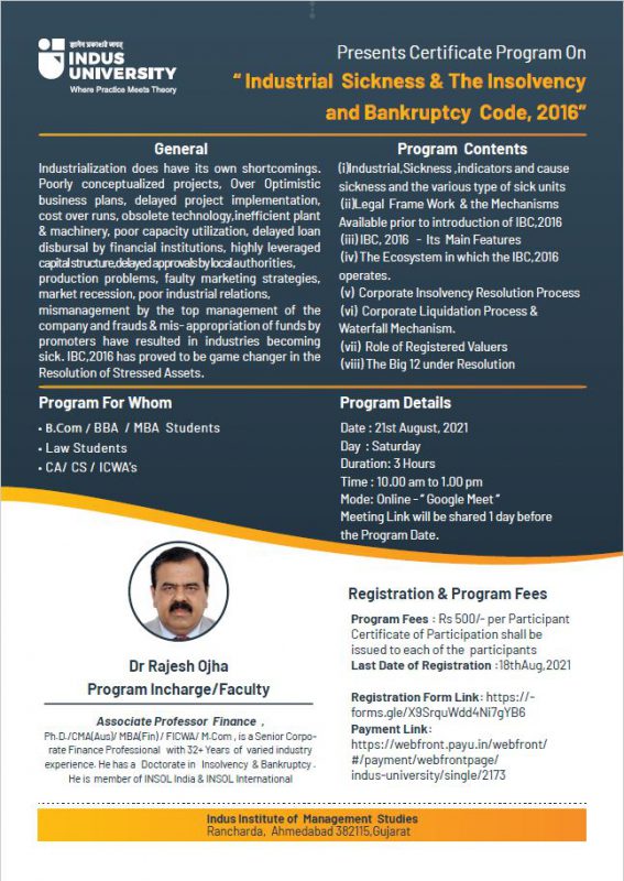 Poster Certificate Program Industrial Sickness